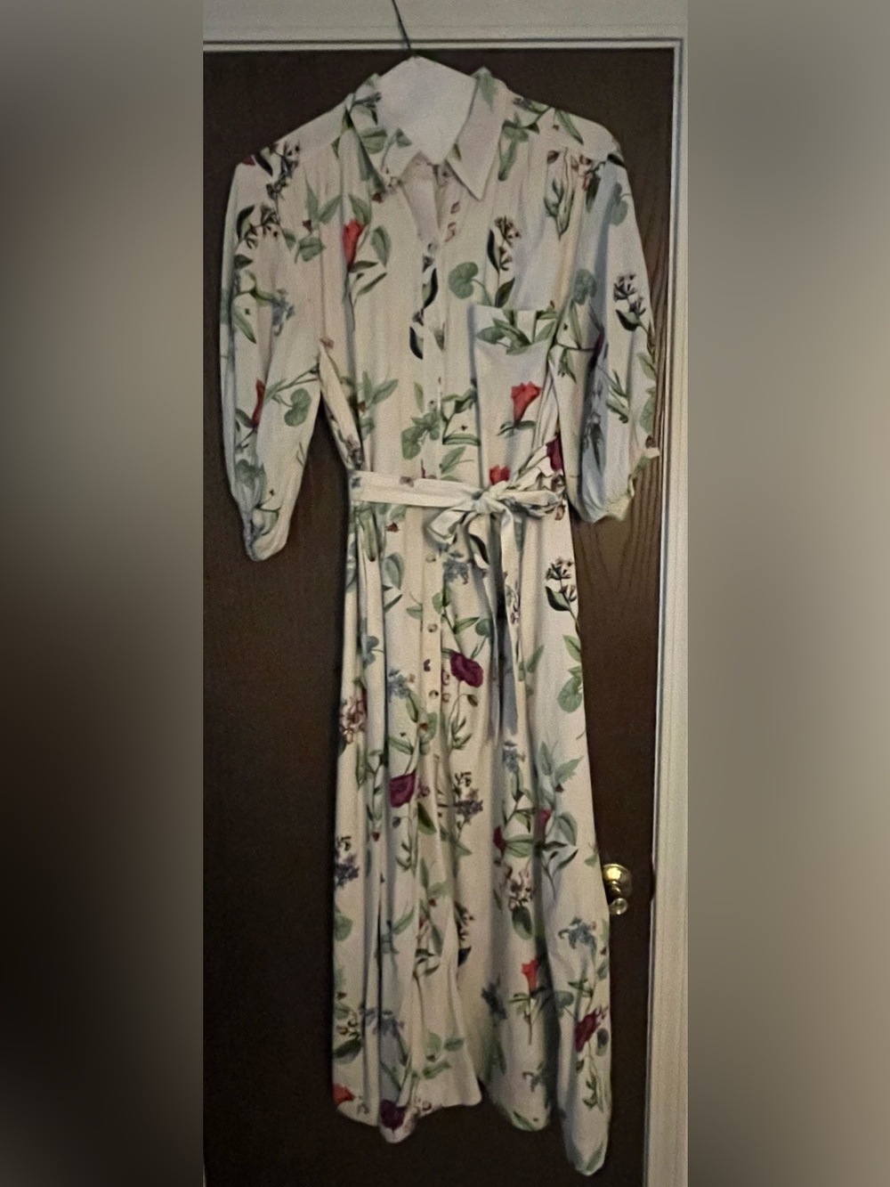 Anthropologie Maeve Mona Linen Maxi Shirtdress size Petite Large - Picture 8 of 10